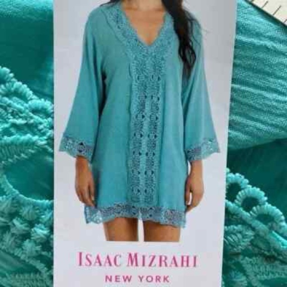 Isaac Mizrahi M Black Tunic 100% cotton Top or swim cover up
